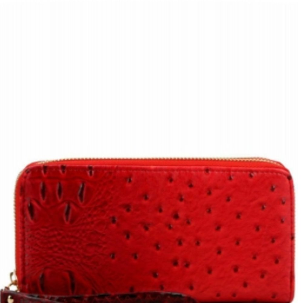 NEW - Red Ostrich Print Wallet